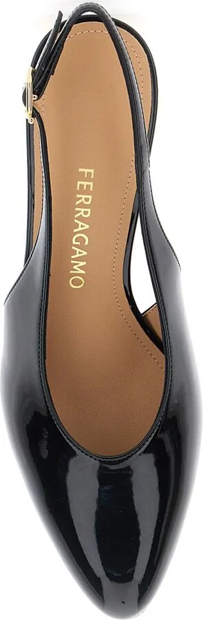 'Tessie' Black Slingback Pumps With Spherical Heel In Patent Leather Woman - Image 4