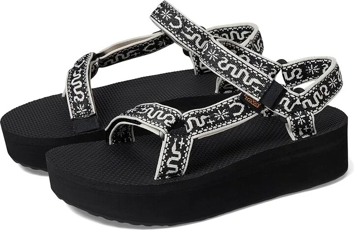 Teva Flatform Women's Sandals Bandana Black/Birch : 7 B - Medium, Synthetic/Textile