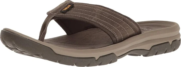 Teva Langdon Flip Men's Sandals Walnut : 7 D - Medium, Leather - Image 2
