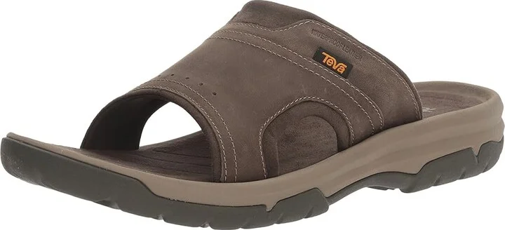 Teva Langdon Slide Men's Sandals Walnut : 7 D - Medium, Leather - Image 2