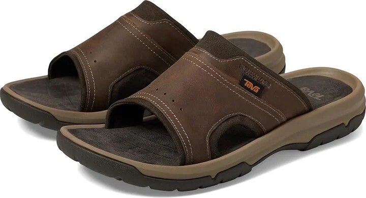 Teva Langdon Slide Men's Sandals Walnut : 7 D - Medium, Leather