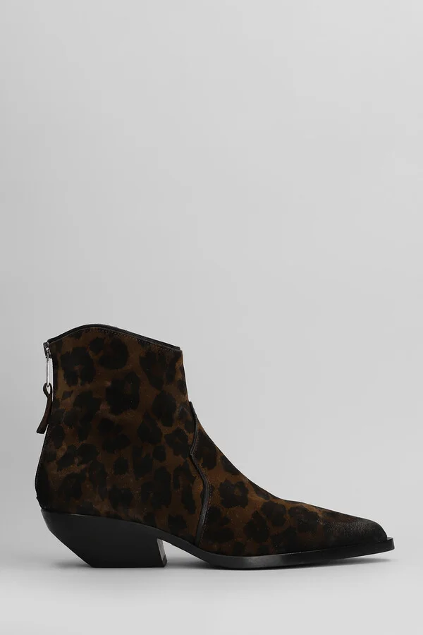 Texan Ankle Boots In Animalier Suede