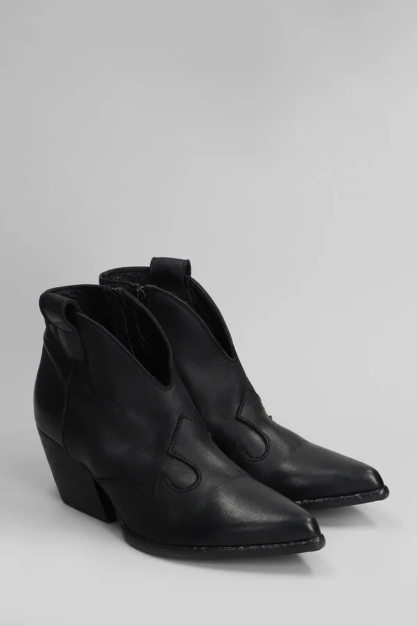 Texan Ankle Boots In Black Leather - Image 2