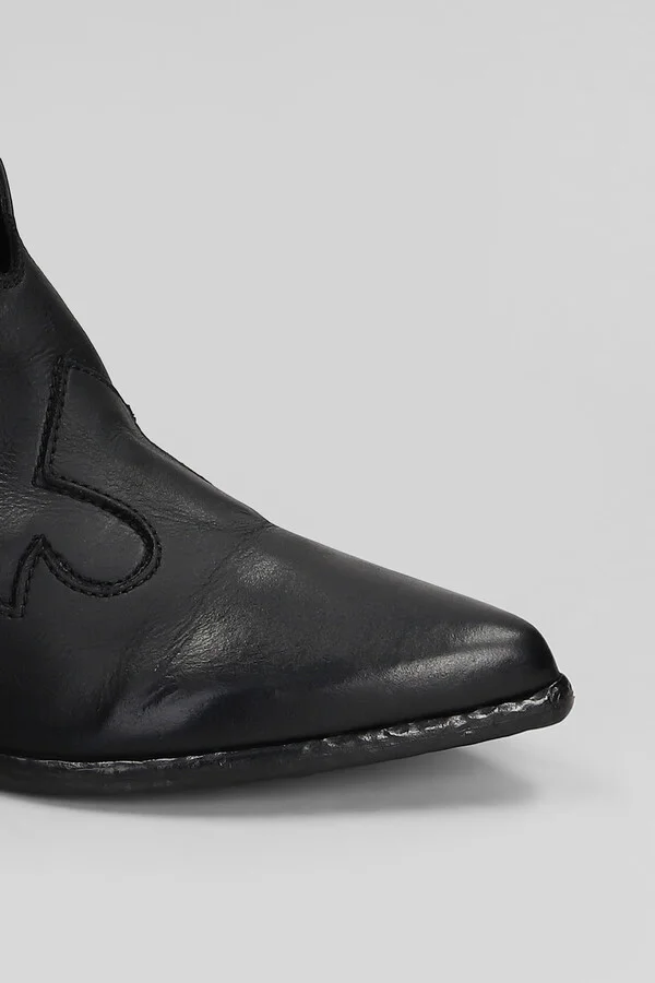 Texan Ankle Boots In Black Leather - Image 5