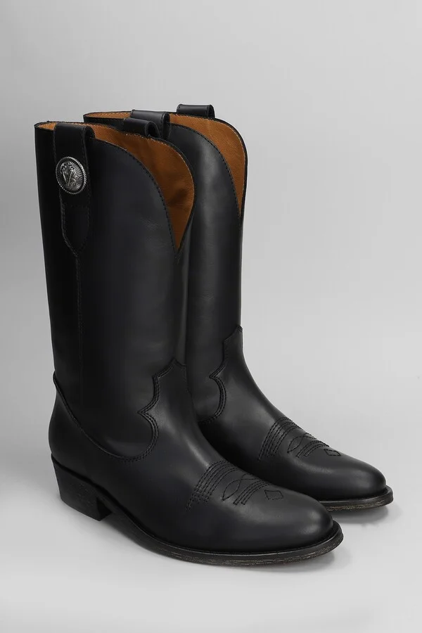Texan Ankle Boots In Black Leather - Image 2