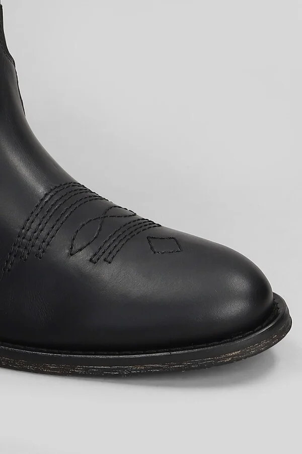 Texan Ankle Boots In Black Leather - Image 5
