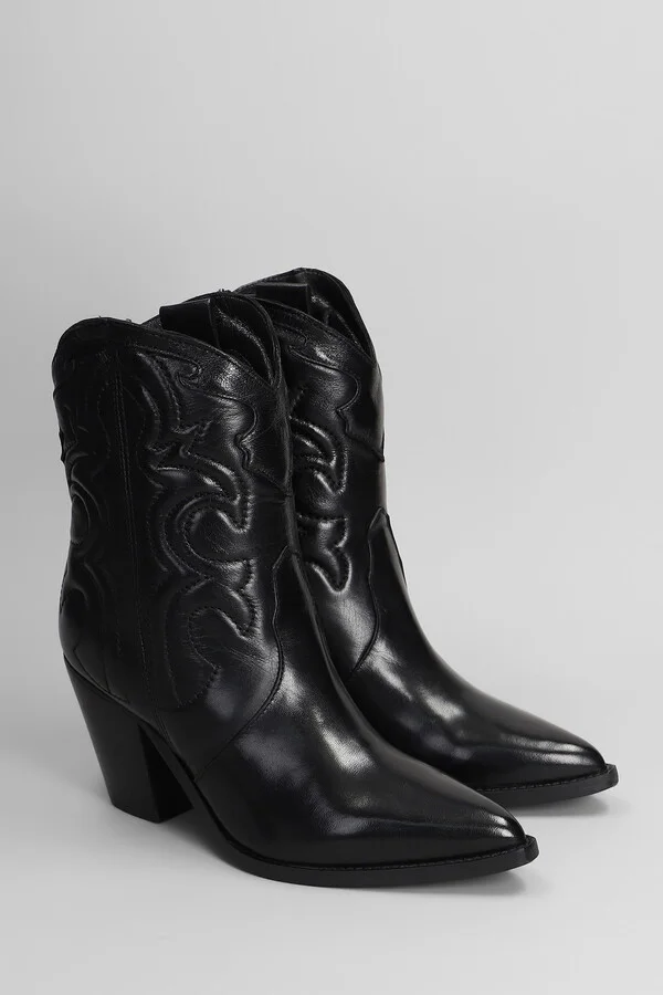Texan Ankle Boots In Black Leather - Image 2