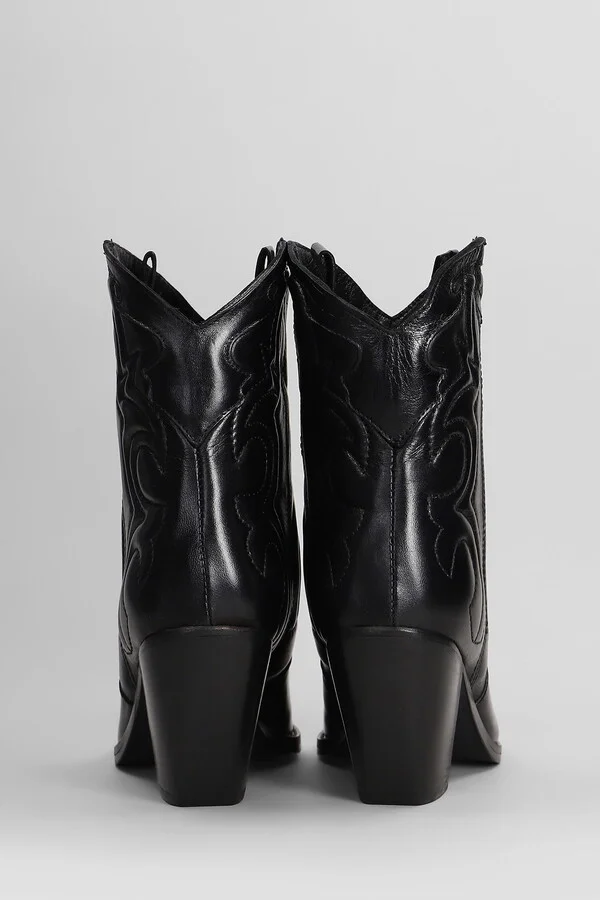 Texan Ankle Boots In Black Leather - Image 4