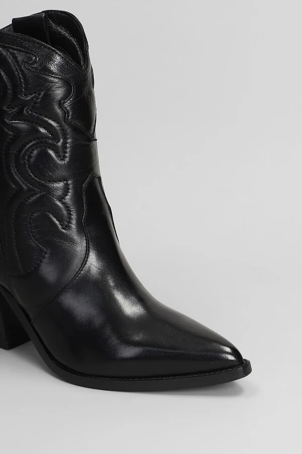 Texan Ankle Boots In Black Leather - Image 5
