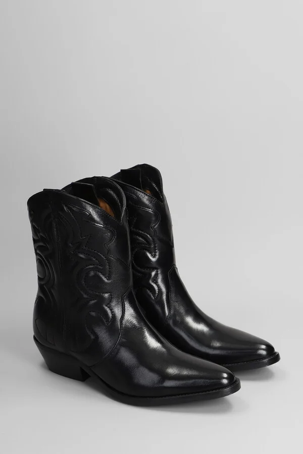 Texan Ankle Boots In Black Leather - Image 2