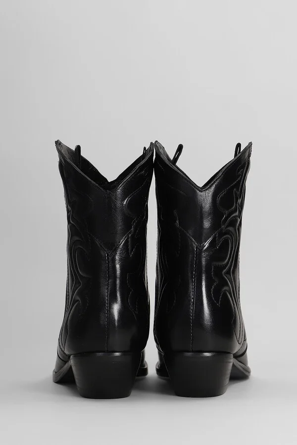 Texan Ankle Boots In Black Leather - Image 4