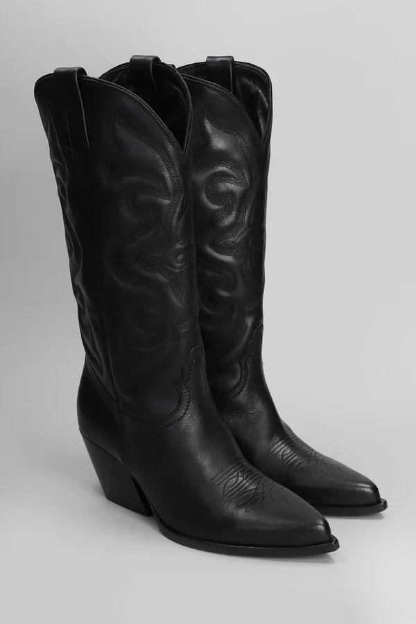 Texan Boots In Black Leather - Image 2