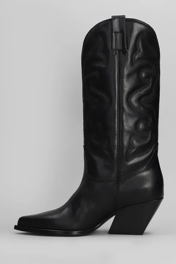 Texan Boots In Black Leather - Image 3