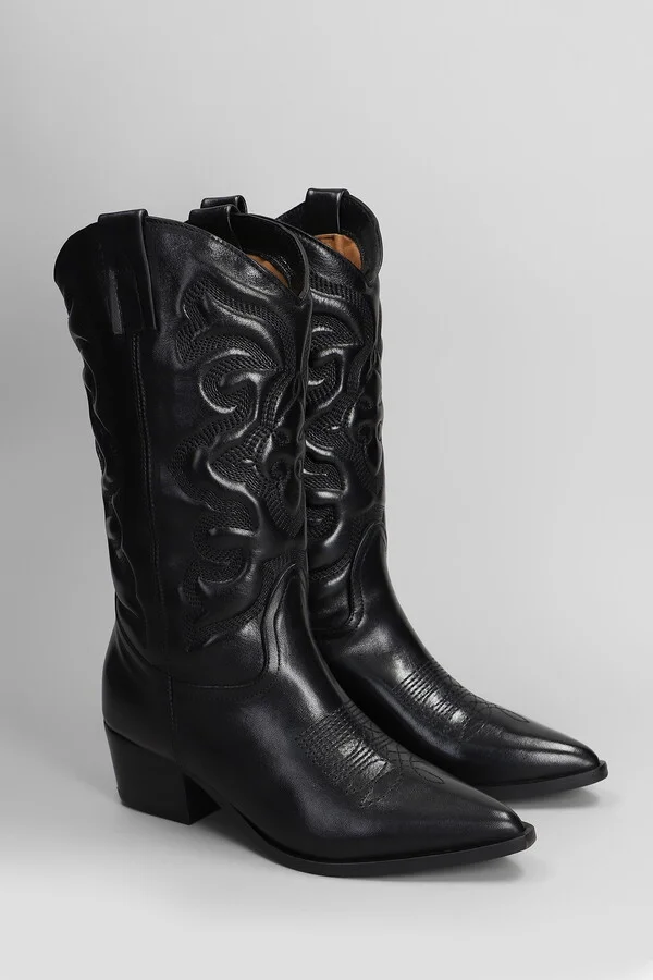 Texan Boots In Black Leather - Image 2