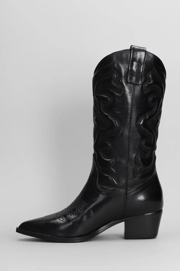Texan Boots In Black Leather - Image 3
