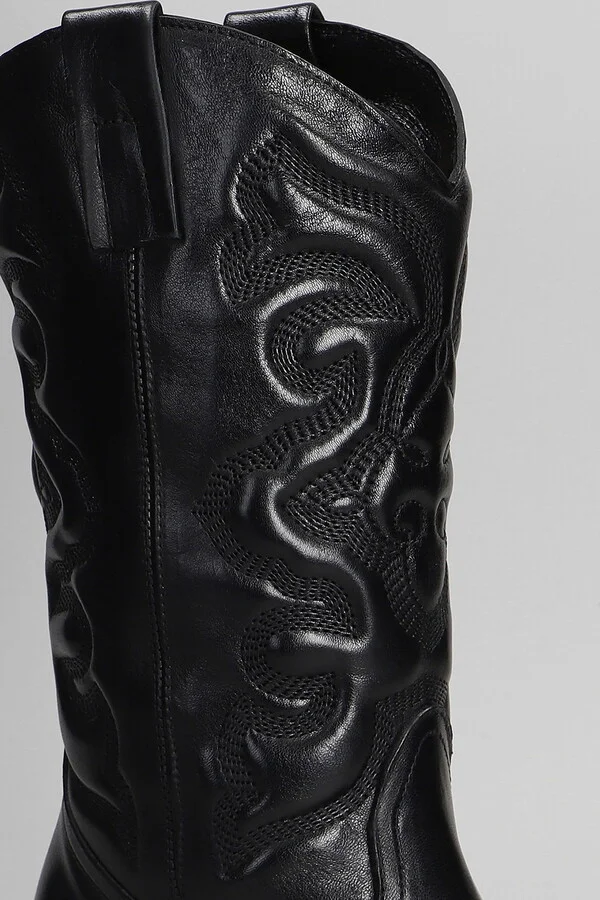 Texan Boots In Black Leather - Image 5