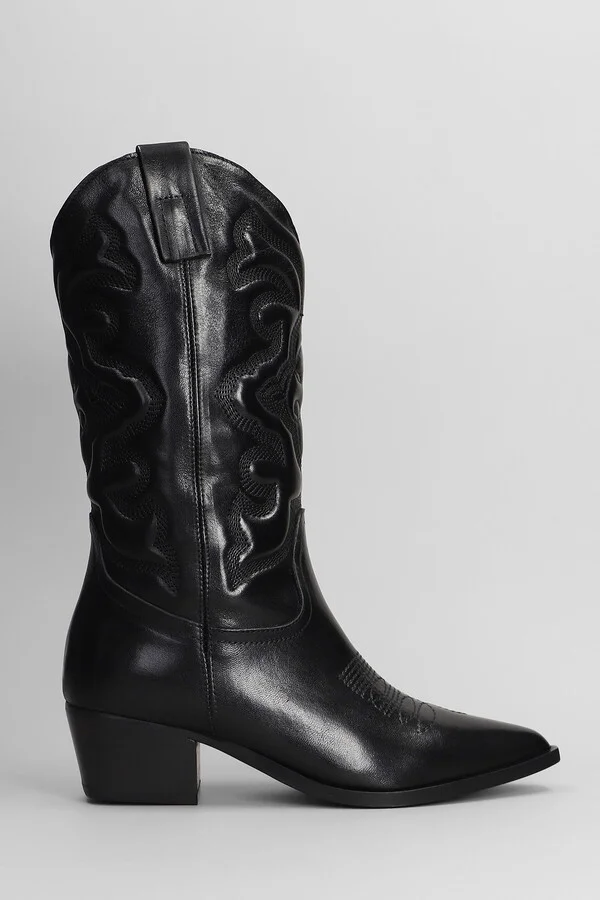 Texan Boots In Black Leather