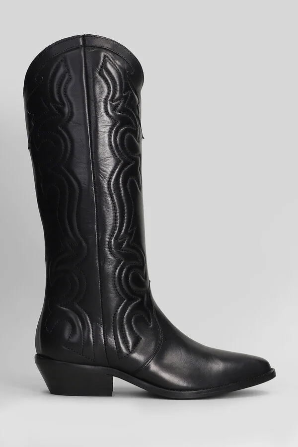 Texan Boots In Black Leather