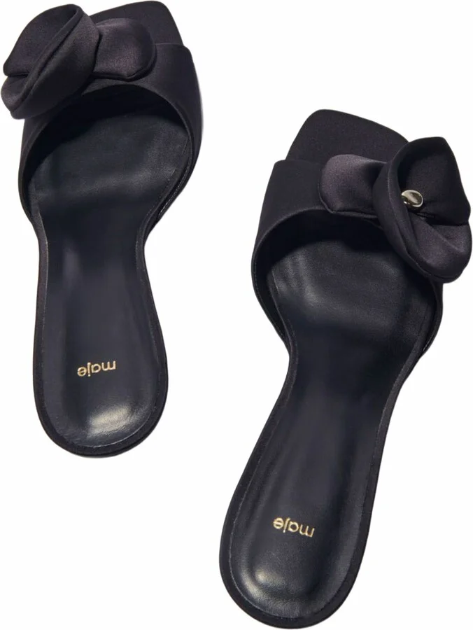 Textile mules with satin flower - Image 3