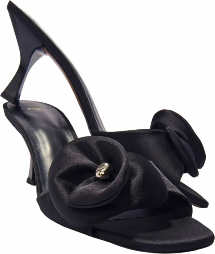 Textile mules with satin flower - Image 5