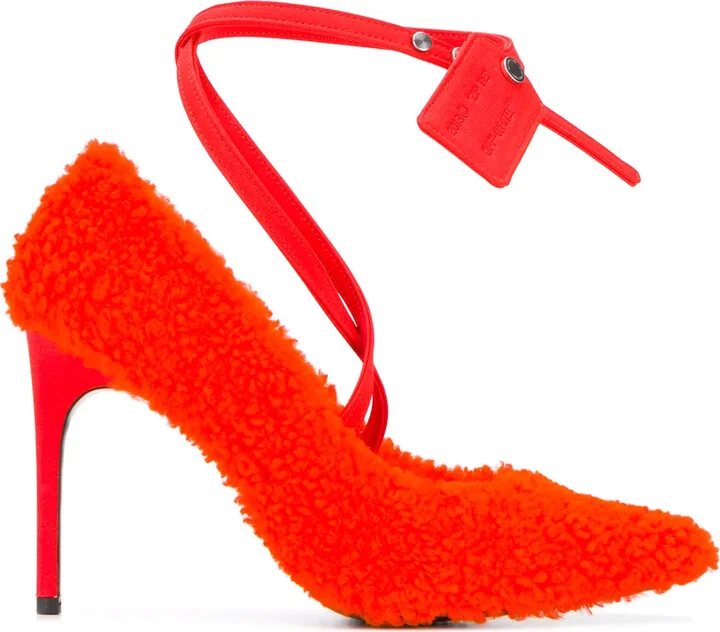 Textured Ankle-Strap Pumps