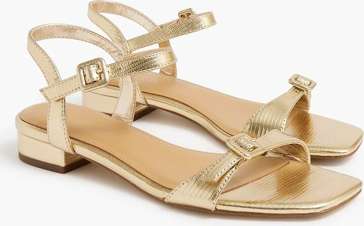 Textured ankle-strap sandals