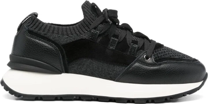Textured Black Trainers With Durable Rubber Sole