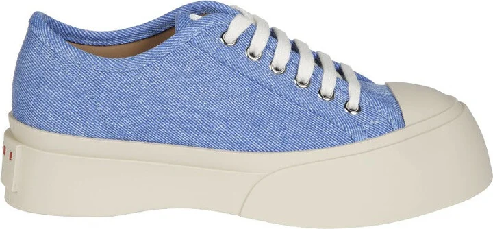 Textured Blue Sneakers With Cream Sole