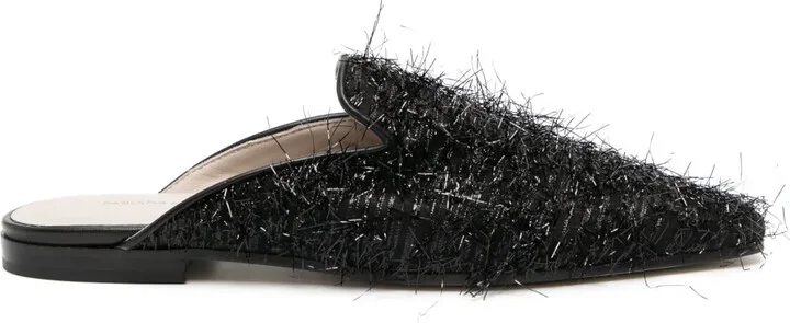 Textured-Finish Square-Toe Mules