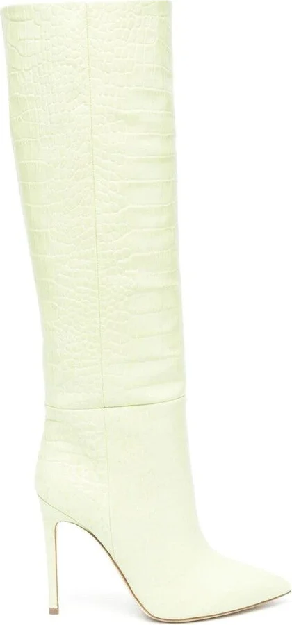 Textured Green Stiletto Long Boots