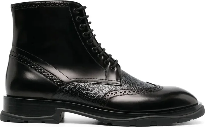 Textured Lace-Up Boots
