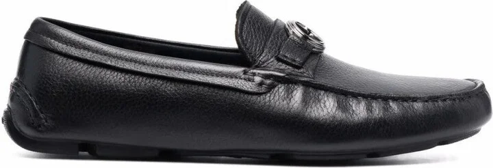 Textured Leather Black Driver Loafers