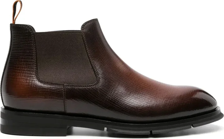 Textured Leather Chelsea Boots