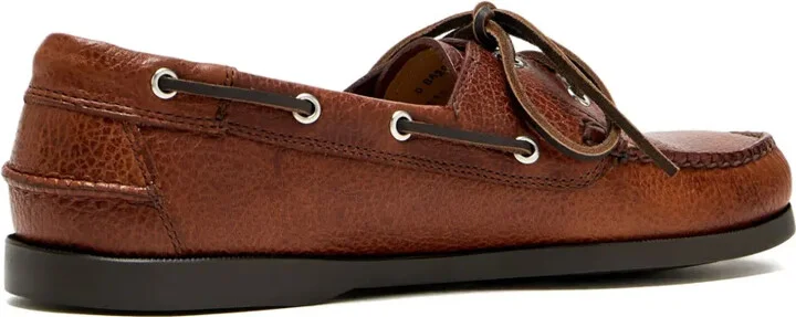Textured Leather Lace-Up Boat Shoes - Image 2