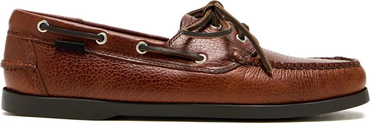 Textured Leather Lace-Up Boat Shoes