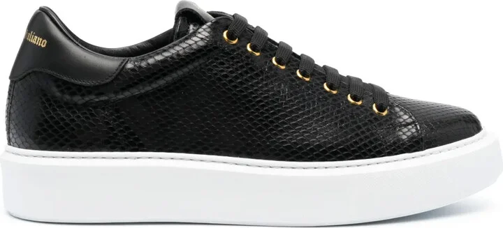 Textured Leather Low-Top Sneakers