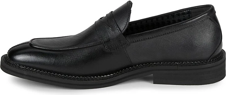 Textured Leather Penny Loafers - Image 4
