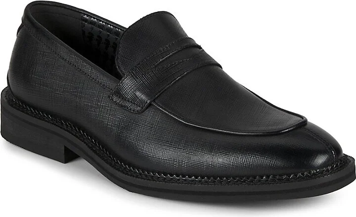 Textured Leather Penny Loafers - Image 2