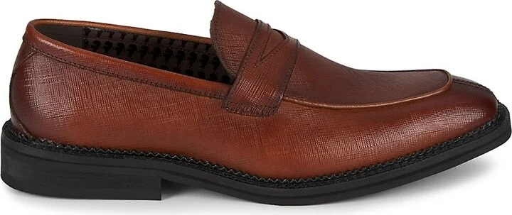 Textured Leather Penny Loafers