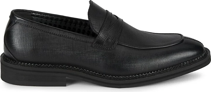 Textured Leather Penny Loafers
