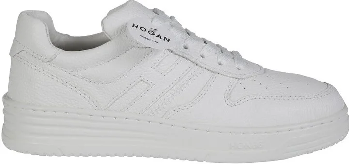 Textured Leather Sneakers With Cushioned Sole