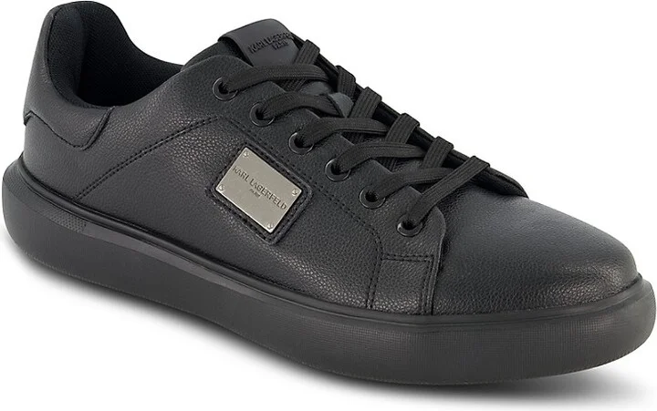 Textured Leather Sneakers with Side Logo Plate - Image 2