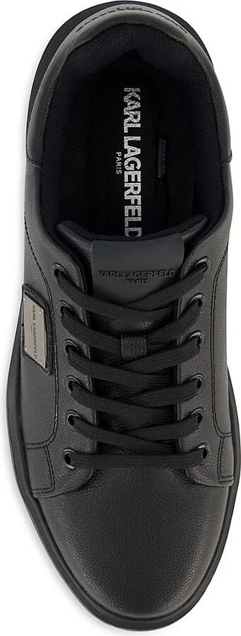Textured Leather Sneakers with Side Logo Plate - Image 3