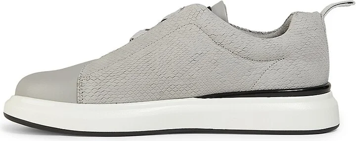 Textured Low-Top Leather Sneakers - Image 4