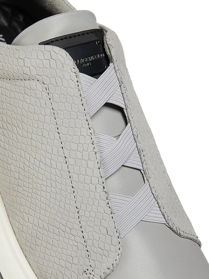 Textured Low-Top Leather Sneakers - Image 6