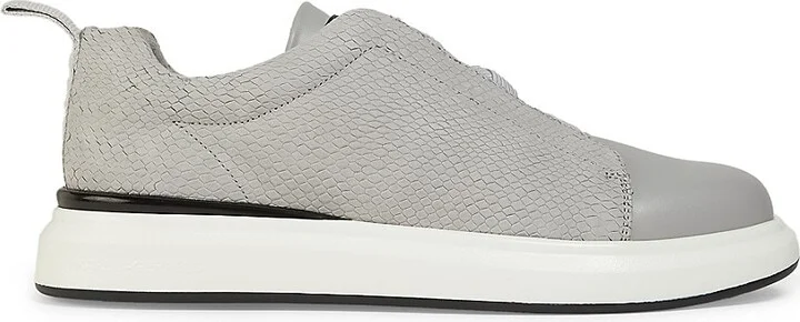 Textured Low-Top Leather Sneakers