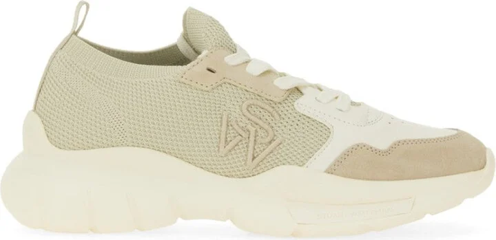 Textured Mesh And Leather Sneakers With Chunky Sole
