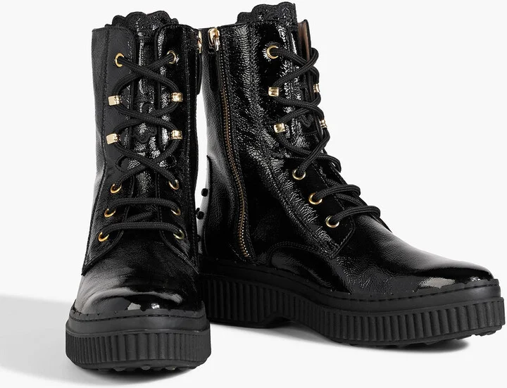 Textured patent-leather combat boots - Image 2