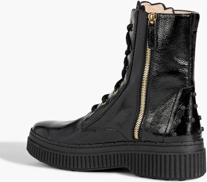 Textured patent-leather combat boots - Image 3