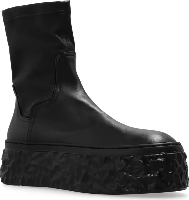 Textured-Sole Leather Ankle Boots - Image 4